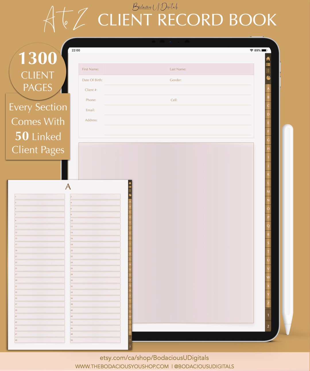 Digital Client Book, Vertical Client Profile Record, Client Tracking ...