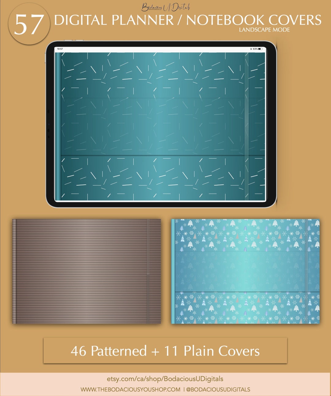 Digital Planner Cover, Digital Landscape Notebook Covers, Digibujo