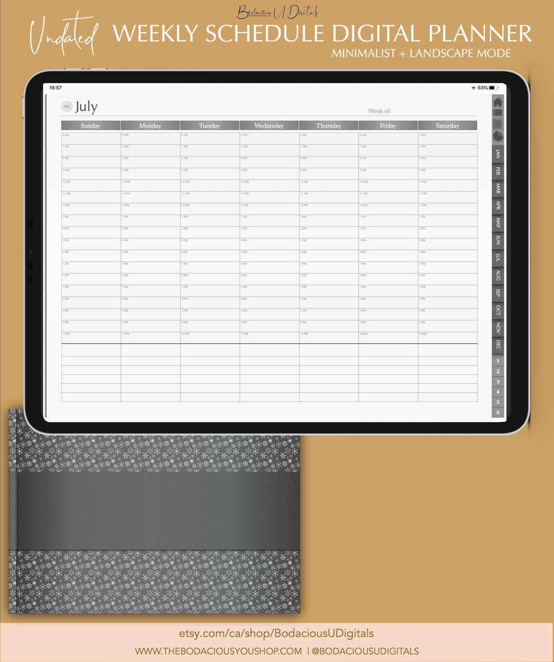 Weekly Schedule Digital Planner for Goodnotes, Hyperlinked Landscape ...