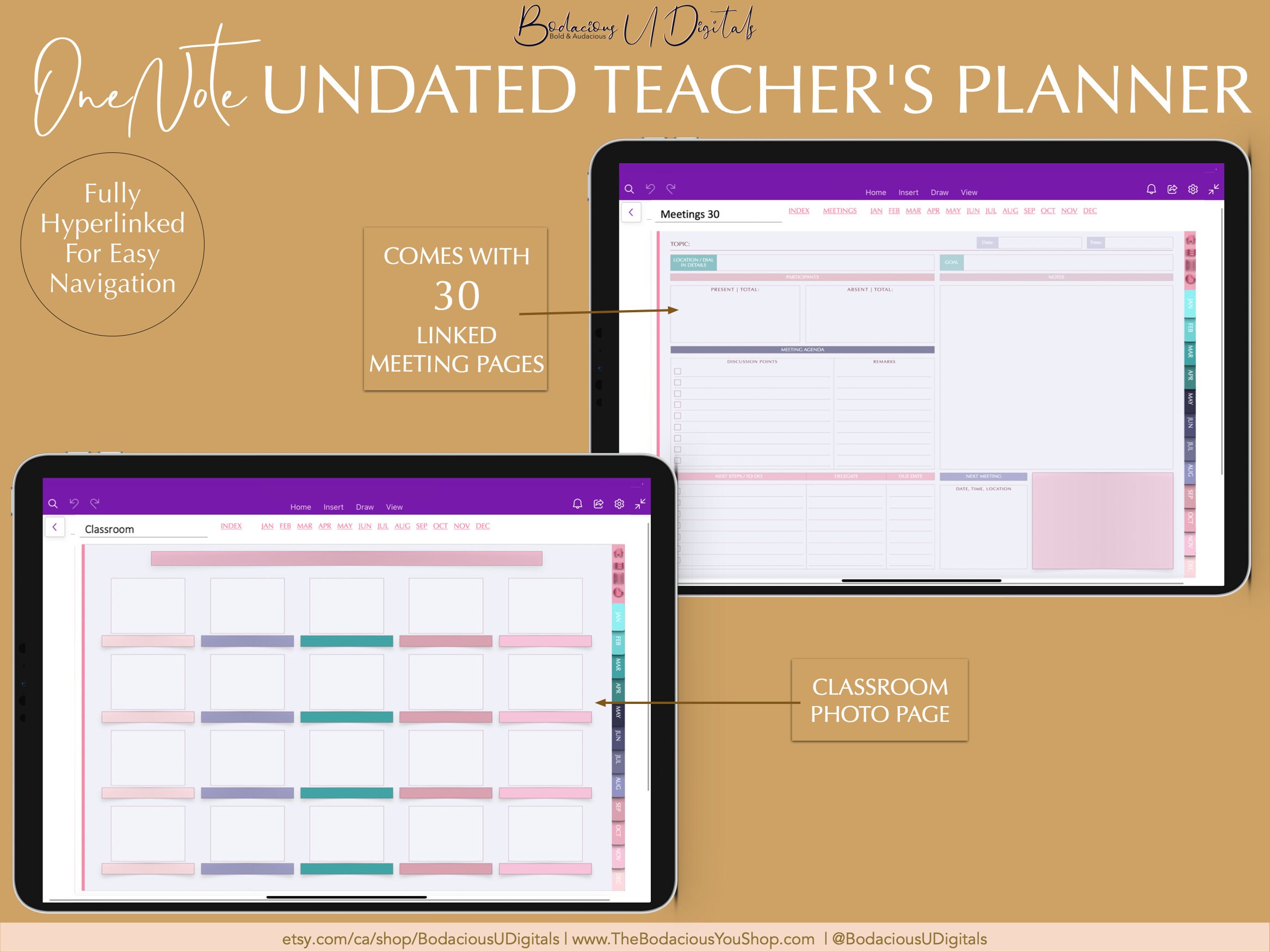 Undated Onenote Digital Teachers Planner, Windows Lesson Planner for ...