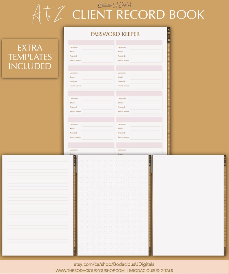Digital Client Book Vertical Client Profile Record Client - Etsy