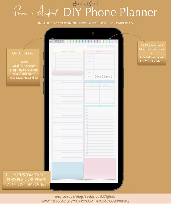 Digital Planner for Iphone Samsung With Daily Weekly Etsy