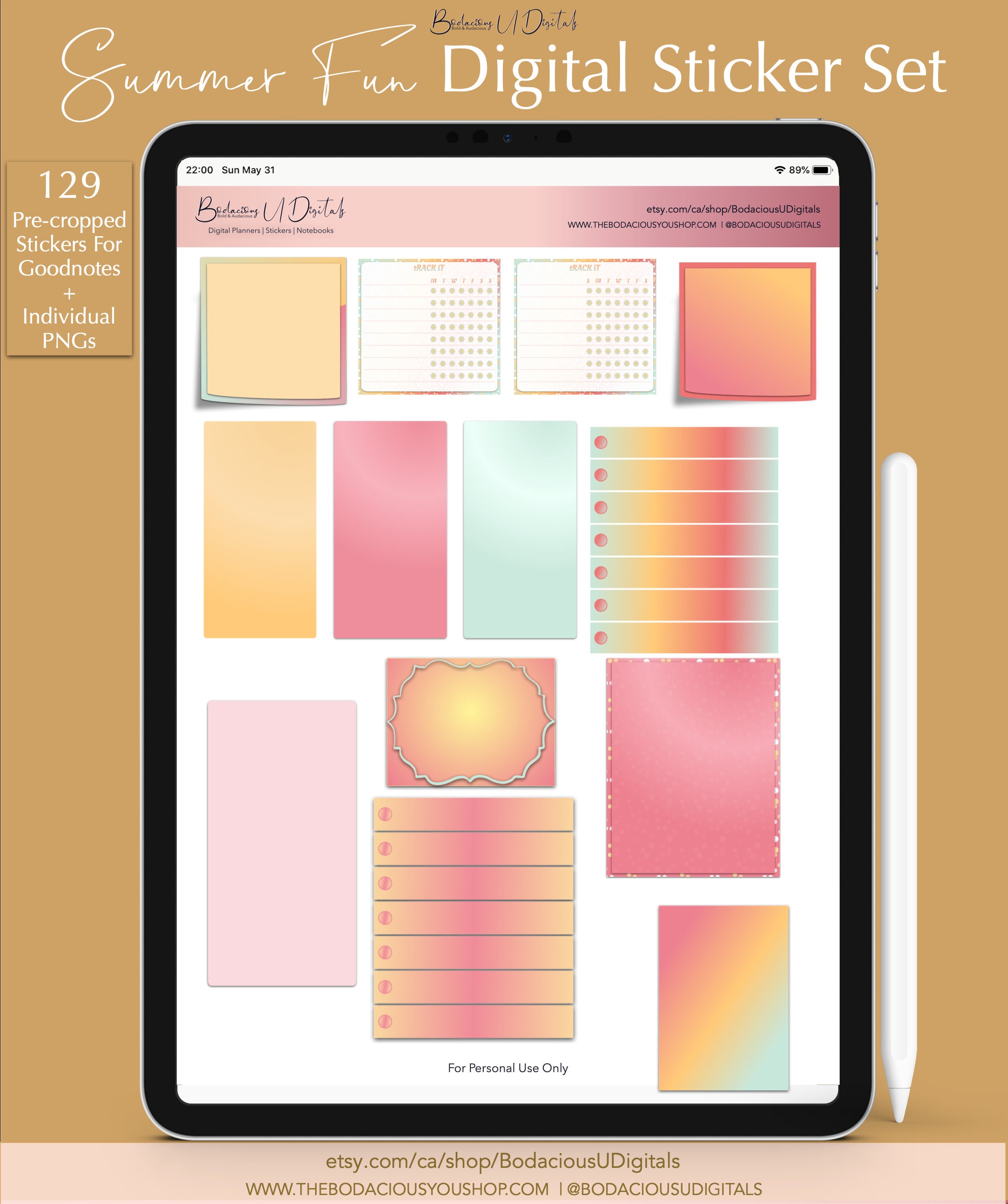 Summer Fun Digital Planner Stickers for Goodnotes, Digital Sticker ...