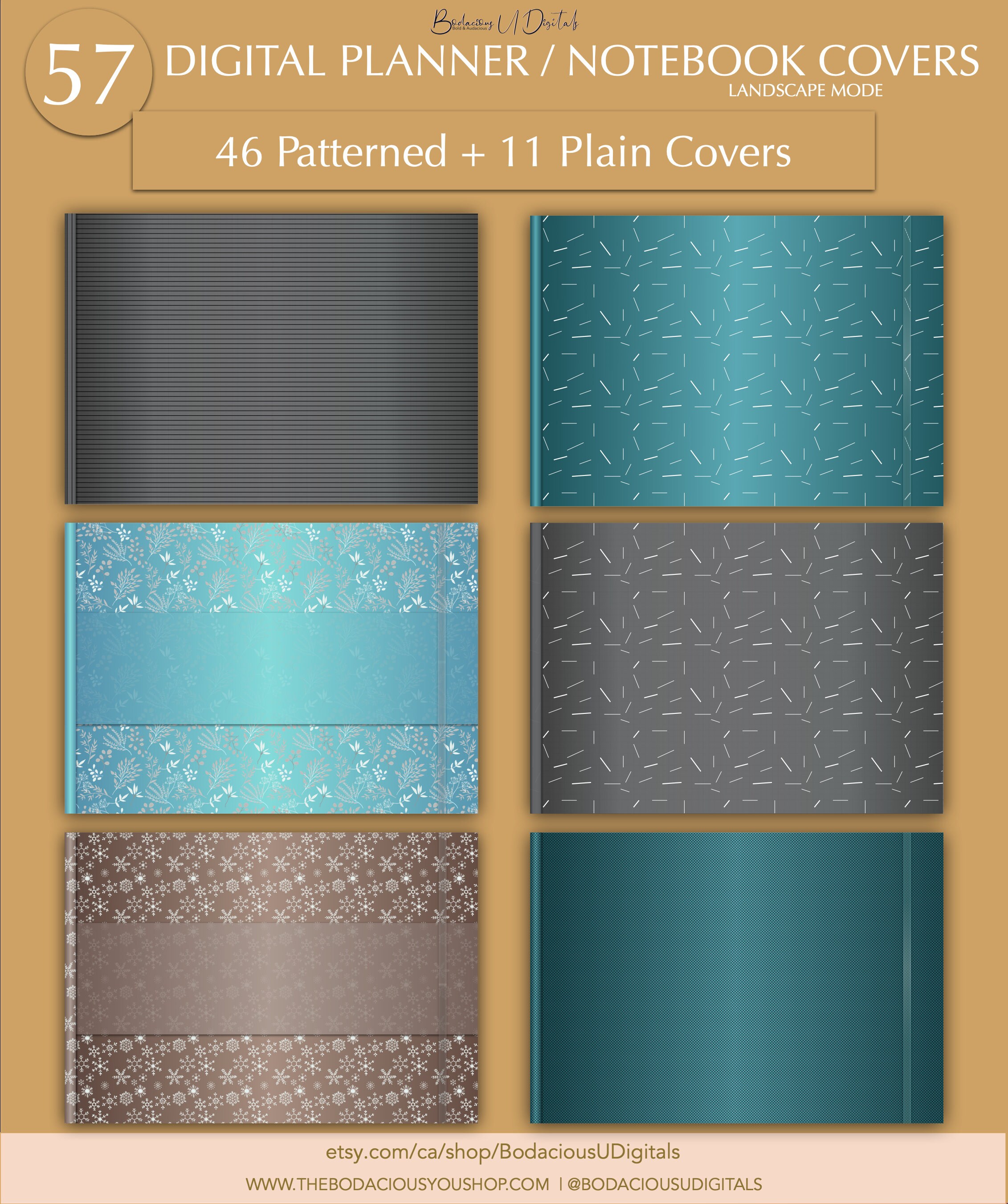 Digital Planner Cover, Digital Landscape Notebook Covers, Digibujo