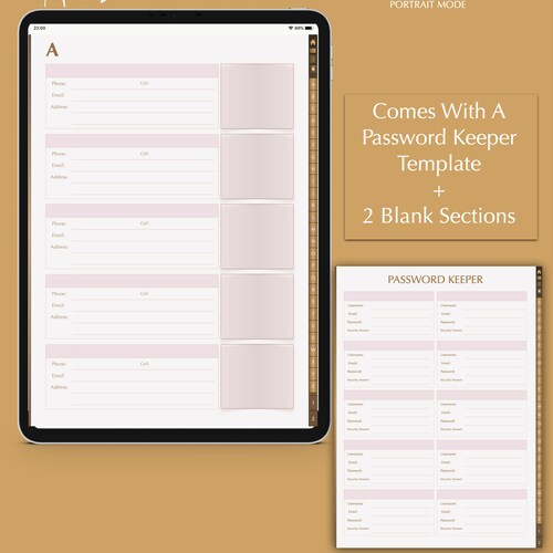 Address Book Digital Notebook With Tabs Goodnotes Phone Etsy