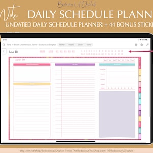 OneNote Daily Schedule Undated Digital Planner, Hyperlinked OneNote Planner, With Digital Stickers, Windows, Android, Surface Pro Planner