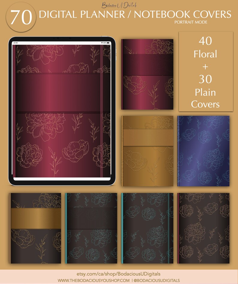 Portrait Digital Planner Cover, Digital Notebook Covers, Digibujo ...