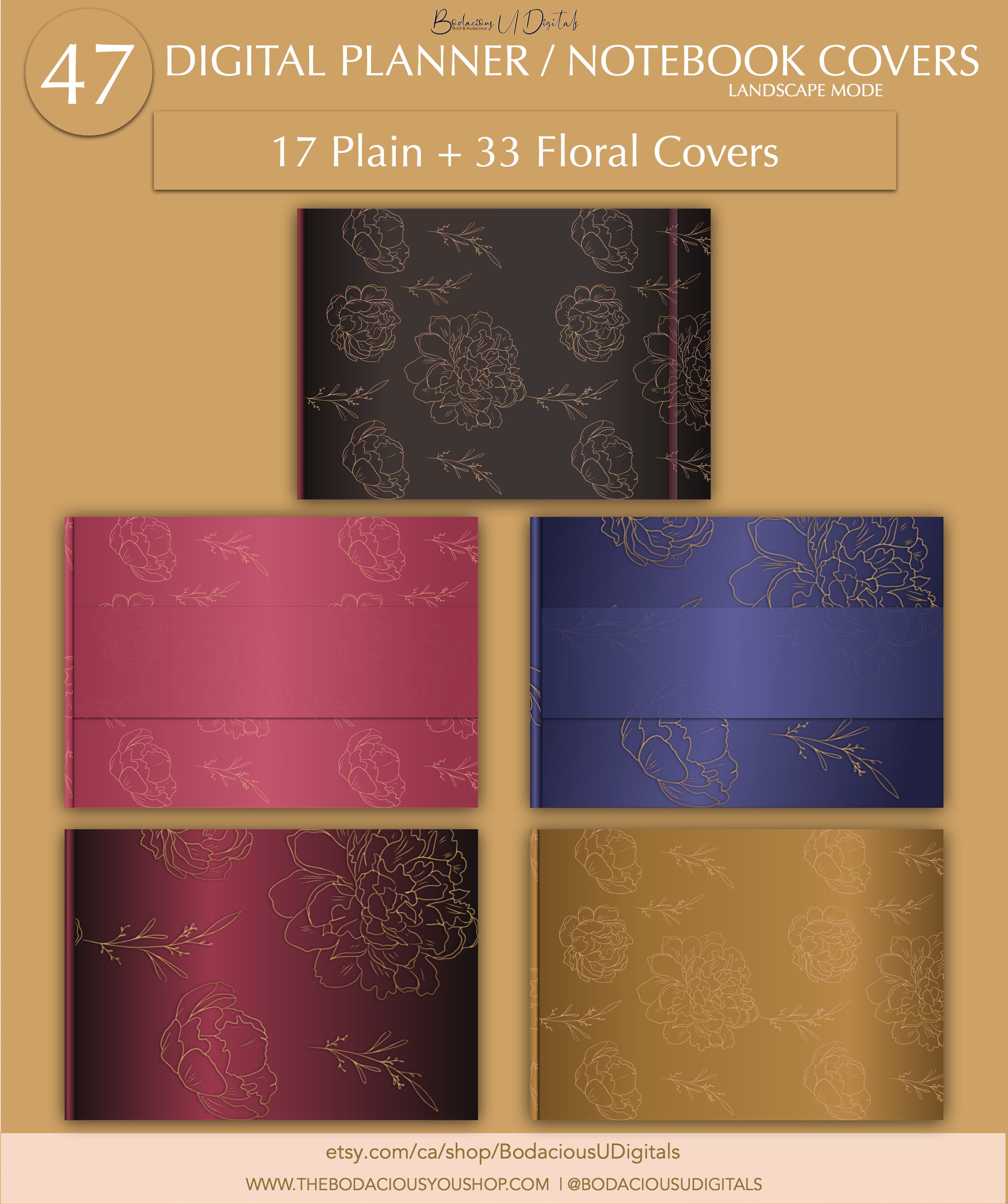 Digital Planner Cover, Digital Landscape Notebook Covers, Digibujo ...