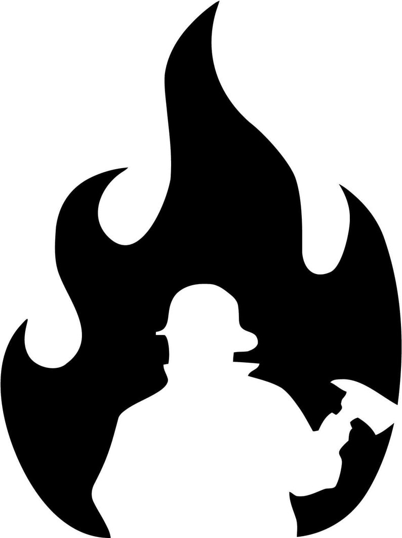 Vinyl Sticker Firefighter Silhouette in Flames sticker / | Etsy
