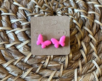 Clay Butterfly Stud Earrings | Polymer Clay Earrings | Butterfly Earrings | Pink Clay Earrings | Spring Earrings | Studs