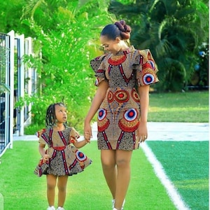 African mommy and me dress/ African mum and daughter maxi dress/ Mummy and daughter matching set/ African dresses for women/ African dresses image 1