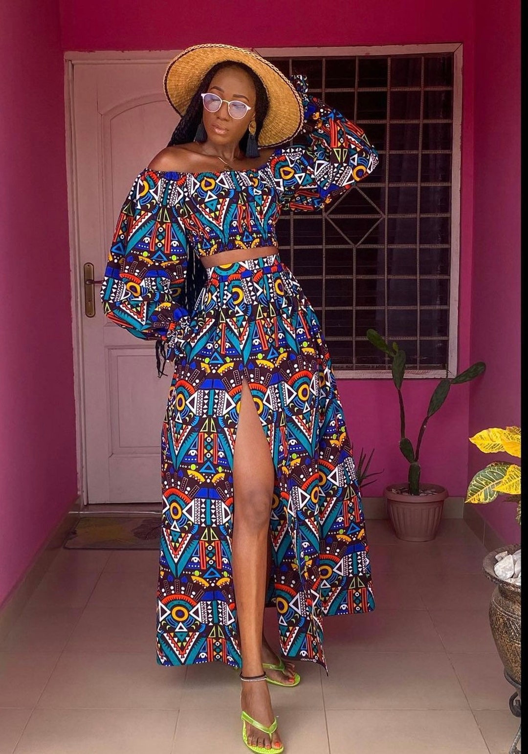BintaRealWax Ankara African Dresses for Women Traditional Ghana Elegant  Short Sleeve High Waist African Print Maxi Dress Africa Clothing Wedding  WY3629 - Walmart.com