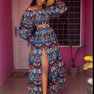 African Dresses for Women Floral Print Ladies Clothes Shoulder Bohemia Skirt
