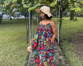 Robe africaine pour femme, vêtements africains, robe imprimée africaine, wax d'Ankara, robe longue d'Ankara, robe longue africaine, robe évasée d'Ankara, Afri