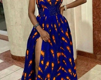 Robe longue infini imprimé africain, robe infini, robes africaines, robe Ankara, vêtements africains pour femme, vêtements africains, robes africaines