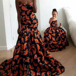 African mum and daughter summer dress/mom and me matching set/African clothing for women/mom and me causal dress/African print dress