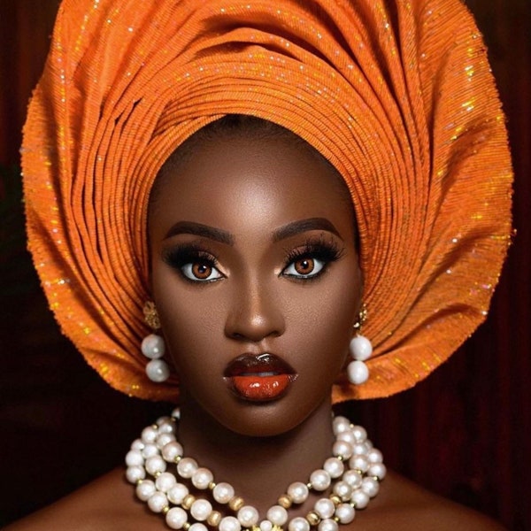 African autogele, ready to wear gele, African hat, traditional wedding hat, pre-tied headgear, headwrap, Headtie,