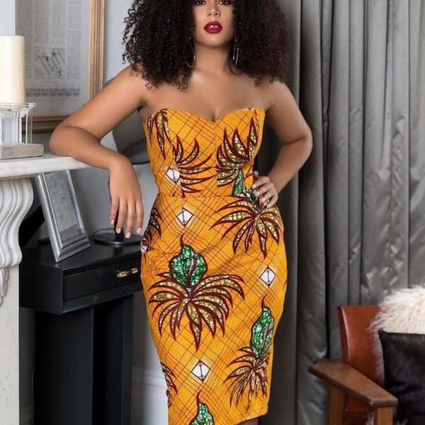 Robe courte africaine, robe midi africaine, robe d'anniversaire africaine, vêtements africains pour femmes, robe de soirée africaine, robe de soirée Ankara, Anka