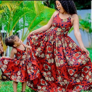 African mum and daughter summer dress/mom and me matching set/African clothing for women/mom and me causal dress/African print dress