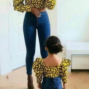 African mum and daughter summer top/mom and me matching set/African clothing for women/mom and me causal crop top/African print top/African