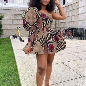 African short dress, African midi dress, African birthday dress, African clothing for women, African dresses for women, Ankara dresses, wax image 1