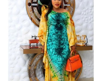 Two tone Adire, Adire dress, Adire bubu, African adire wear,African Kaftan clothing,African dresses, African dresses for women, Ankara dress