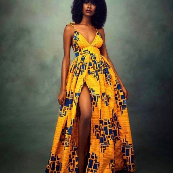 Vêtements pour femmes africaines, robe ajustée et évasée à imprimé africain, robe longue d'Ankara pour les grandes tailles, robes africaines pour femmes, robes d'Ankara, wax