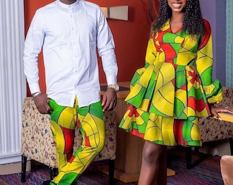 Couple Ankara set,African couple outfit,African couple clothing,African Clothing for men,Ankara dresses, African dresses for women, African