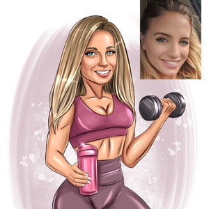 Cartoon Portrait Logo | Custom Fitness Instructor Branding | Unique Business Avatar & Portrait Design for Your Brand