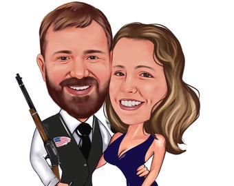 Custom Caricature Portrait, Custom Couple Cartoon Portrait, Portrait For Couples, Family Caricature Gift