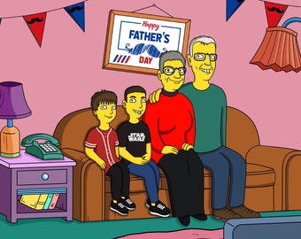 Simpsons Portrait, Simpsonize yourself, Cartoon Portrait, Custom Simpsons Portrait, Simpsons Family Portrait, Simpsonize Me