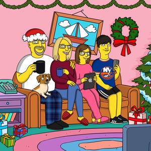 Aangepast geel cartoonportret — kerstcadeau, klaar om af te drukken