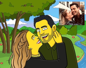 Custom Simpsons Portrait, Christmas Gift, Simpsons Portrait, Cartoon Portrait, Cartoon Family Portrait, Cartoon Couple Portrait