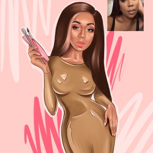 Portrait Logo | Business Logo Portrait & Cartoon Avatar | Custom Manicurist Design with Nail Polish Elements