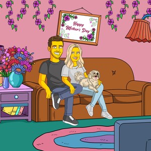 Simpsons Portrait, Simpsons Family Portrait, Custom Cartoon Portrait, Simpsonize Me, Cartoon Family Portrait, Simpsons Mothers Day Gift