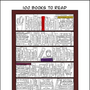 100 Books to Read Template Bullet Journal Style Colour In