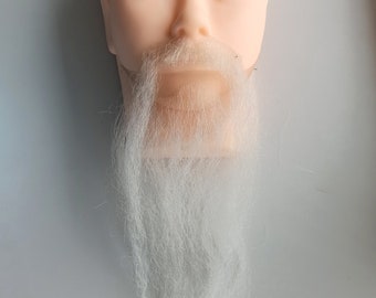 Fake realistic asian gray long mustache and beard, high quality handmade from natural hair #19