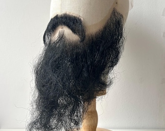 Realistic Black Yak Hair Beard Mustache, Handmade Costume Accessory