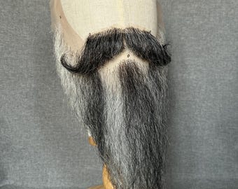 Realistic Black Yak Hair Beard Mustache, Old Man Costume Accessory