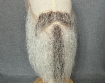 Fake realistic white beard, handmade costume accessory for cosplay made from natural hair #19