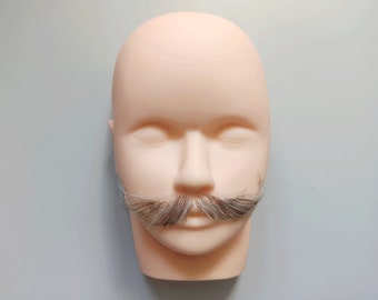 Realistic fake gray mustache, high quality handmade accessory