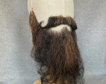 Realistic dark brown fake beard with mustache, handmade accessory for cosplay or theater #19