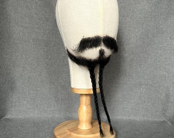 Realistic black fake beard and mustache of Jack Sparrow, natural hair — pirate costume for film or theater performance