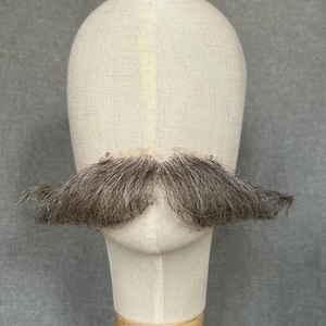 Fake gray realistic mustache, facial hair, natural hair, cosplay costume accessories