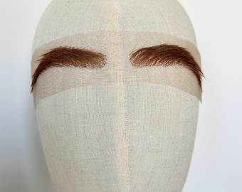 Fake realistic red eyebrows from natural hair, full hand made costume accessory