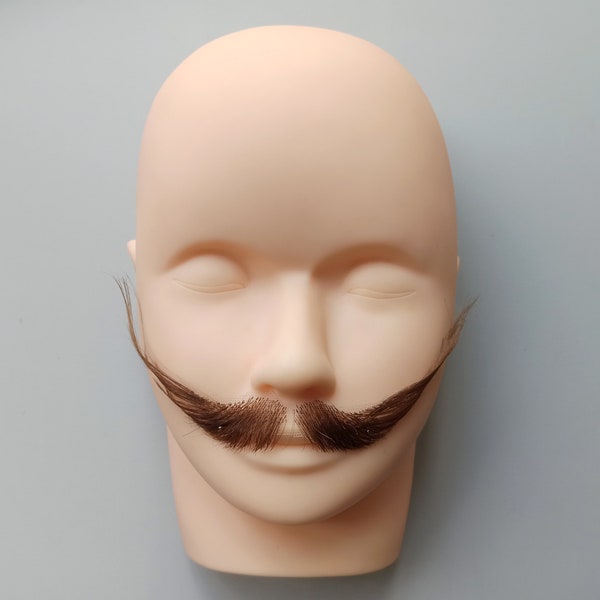 Fake braun Schnurrbart realistisch Salvador Dali, Natur Menschenhaar, voll handgefertigt - Zirkus Motto Party Kostümzubehör
