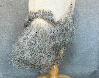 Fake realistic gray beard, handmade from natural hair for performances or movie