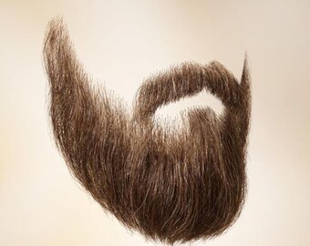 Fake realistic brown beard and mustache, full hand made from natural hair