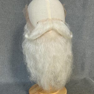 Realistic fake white beard, Santa costume, high-quality handmade from 100% natural hair