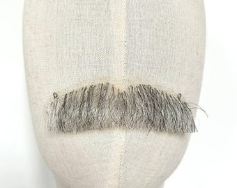 Realistic Grey Yak Hair Handlebar Mustache | Professional Lace Front Mustache | Historical Wizard Cosplay Prop